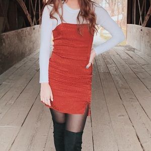 red animal print mini dress